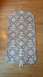 Gray and Off White Pagoda Print Hanging Garment Bag